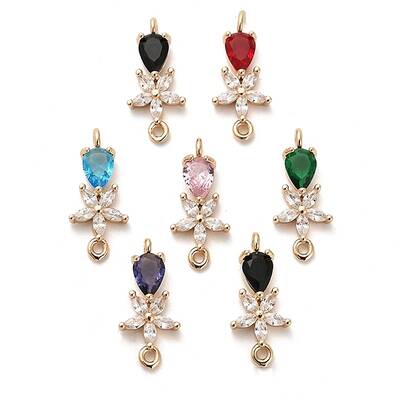 Glass Teardrop Connector Charms