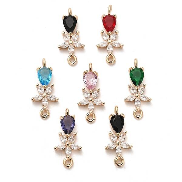 Glass Teardrop Connector Charms