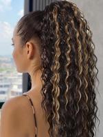 24 Inch Long Curly Ponytail Extension, Natural Fluffy Wavy Synthetic Hair Ponytail Extension, Synthetic Hairpiece for Women, ...