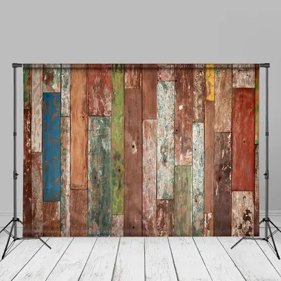 Rustic Colorful Wood Portrait Photoshoot Backdrop - Aperturee