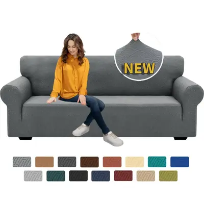 Solid Color Sofa Slipcover for Room Decor, Comfortable Couch Cover, Washable Stretch Non-slip Sofa Cover, Furniture Protector...