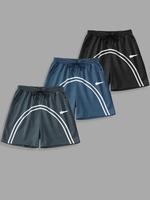 Men's Striped Print Drawstring Waist Shorts, Regular Fit Casual Comfy Breathable Athletic Shorts for Summer, Men's Bottoms ...