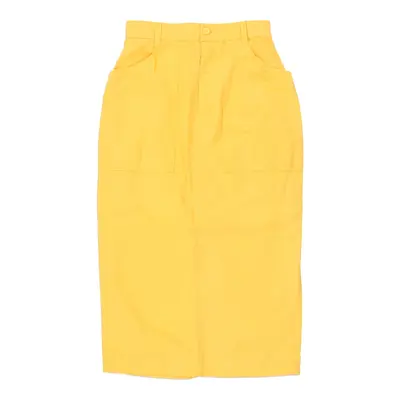 Benetton Midi Skirt - 24W UK 4 Yellow Cotton