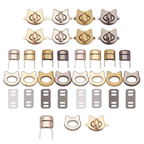 8 Sets 4 Styles Zinc Alloy Bag Twist Lock Accessories