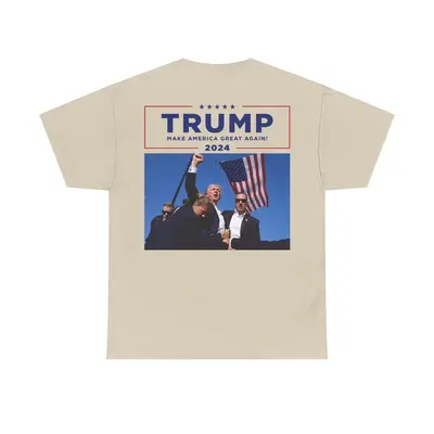 Trump Rally Shooter shirt American Funny Casual Tee Shirt 2024 Elections, Full Color, Full Size, Cotton Unisex 2 Sides TShirt...