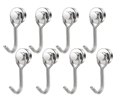 8 Pack Swivel Swing Magnetic Hooks 30LBS – Strong Neodymium Hooks for Cruise Cabins, Kitchen, Fridge & Other Magnetic Surfa...