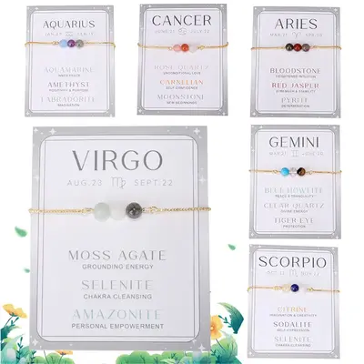 Zodiac Bracelets for Women 12 Constellations Crystal Stone Beads Bracelet Birthday Zodiac Gifts Horoscope Spiritual Bracelet