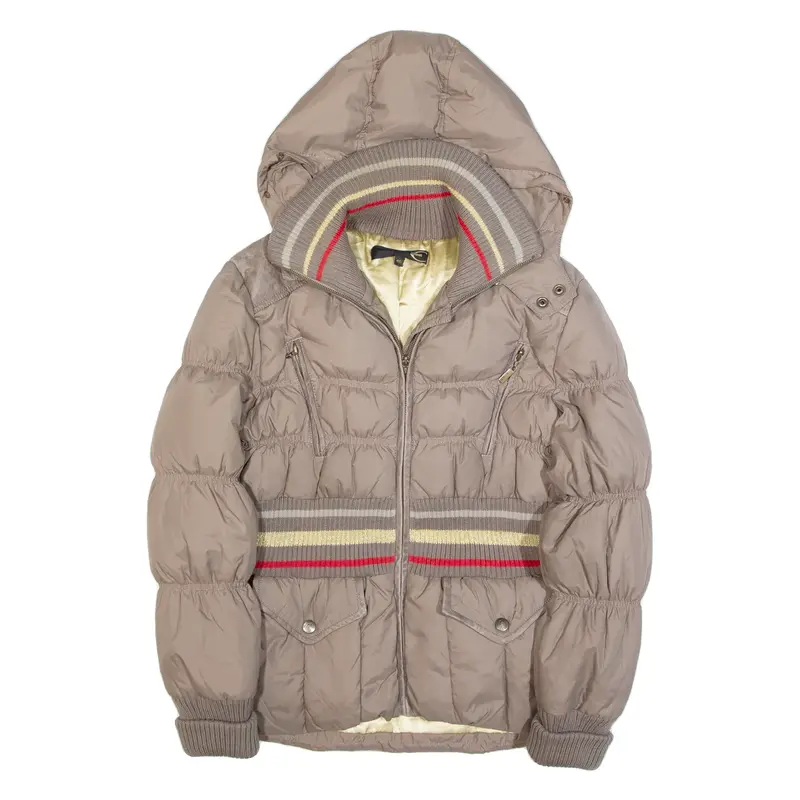 JUST CAVALLI Womens Puffer Jacket Brown Hooded L
