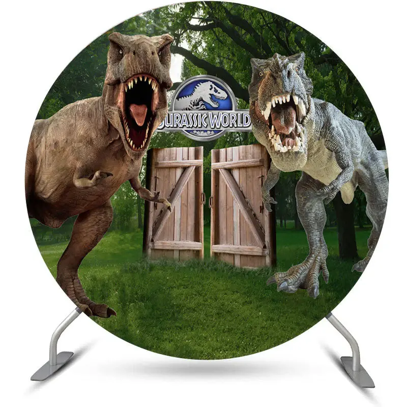 Aperturee Forest And Dinosaur World Round Boys Birthday Backdrop Kit | Custom Round Backdrop | Circle Birthday Backdrop Cover...