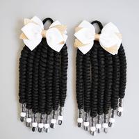 Set of 2, Braids Ponytail Extension with Beads,  Hair Extensions with Bow -Easy to Install, Good Choice to Dress Up, Gift for...