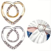 Heart Shaped Metal Clip, 2 Counts Rhinestone Decor Clip for DIY T-shirt and Scarf, Multifunctional Waist Buckle Ring, Clothes...