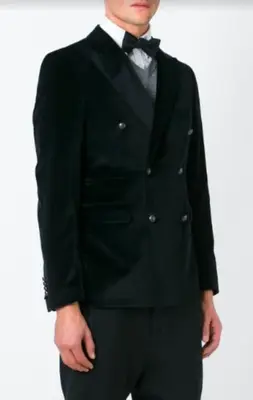 Double Breasted Green Velvet Blazer