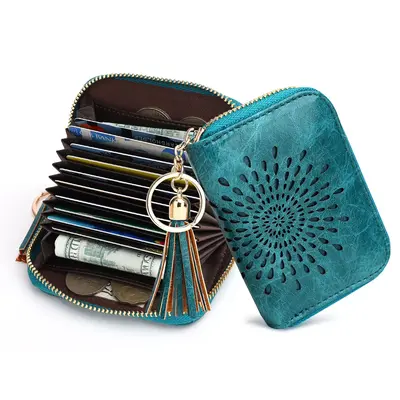 APHISON Women's Simple Plain Sunflower Pattern Wallet, Casual Pu Leather Zipper Card Holder, Trendy All-match Wallet for Dail...