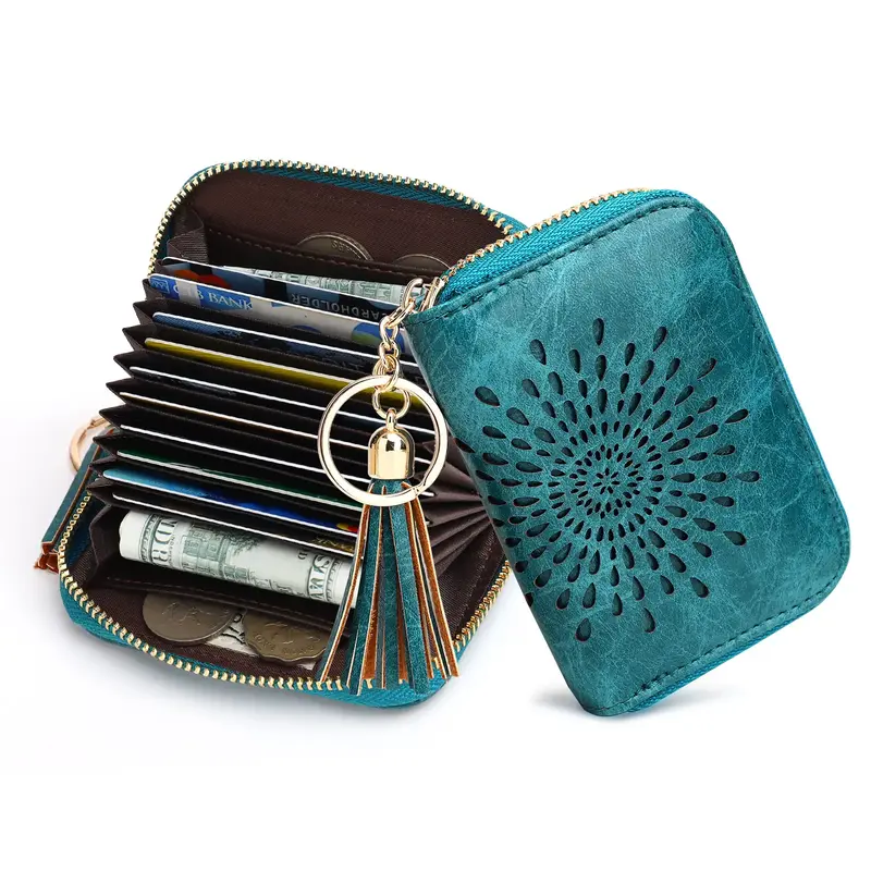 APHISON Women's Simple Plain Sunflower Pattern Wallet, Casual Pu Leather Zipper Card Holder, Trendy All-match Wallet for Dail...
