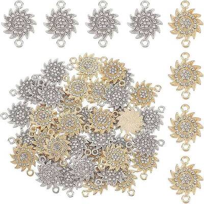 40Pcs 2 Colors Alloy Pave Crystal Rhinestone Connector Charms