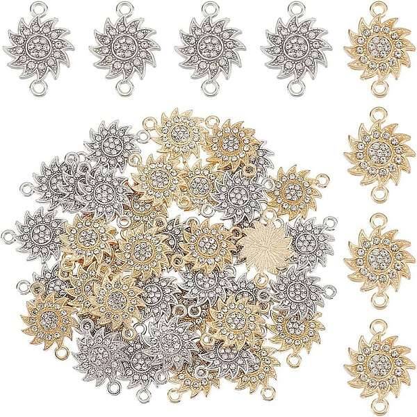 40Pcs 2 Colors Alloy Pave Crystal Rhinestone Connector Charms