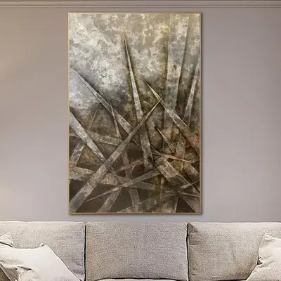 Abstract Peaks Colorful Paintings on Canvas Brown Contemporary Art Textured Handmade Painting Unique Sharp Art Creative Wall ...