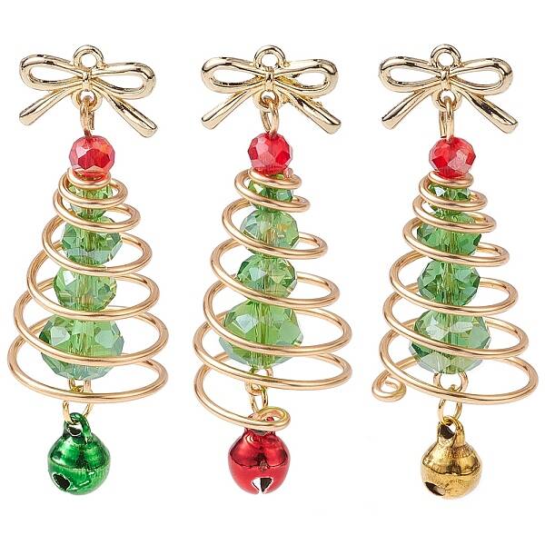 3Pcs Glass & Alloy Pendants