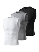 3/5 Pieces Men's Workout Tank Tops, Quick Drying Breathable Sports Vest, High Elasticity Slim Sleeveless Undershirts, Casual ...