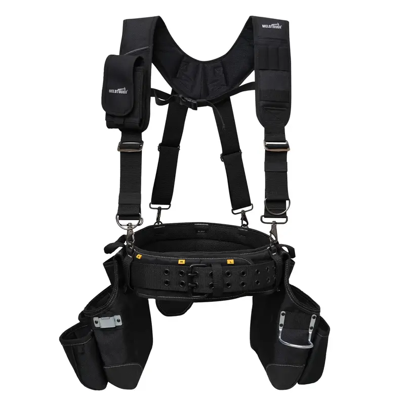 MELOTOUGH Tool Belt with Suspenders Tool Bag Supenders Framers Comb Apron Tool Belt Construction Tool Pouch Builder Heavy Dut...