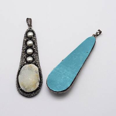 Natural Druzy Agate Big Pendants