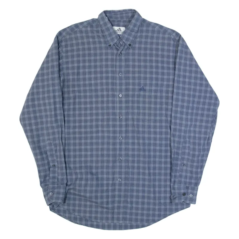 ADIDAS Mens Shirt Blue Check Long Sleeve M