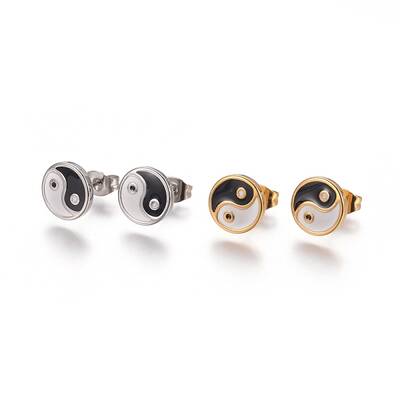 Feng Shui 304 Stainless Steel Stud Earrings