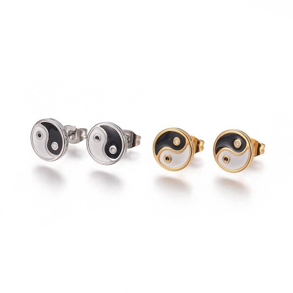 Feng Shui 304 Stainless Steel Stud Earrings