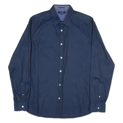 TED BAKER Mens Shirt Blue Check Long Sleeve M
