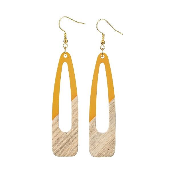 Two Tone Resin & Wood Dangle Earrings