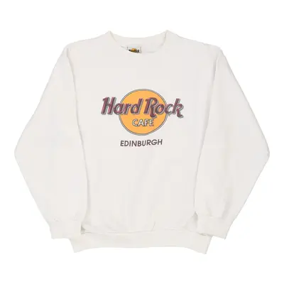 Edinburgh Hard Rock Cafe Graphic Sweatshirt - Small White Cotton