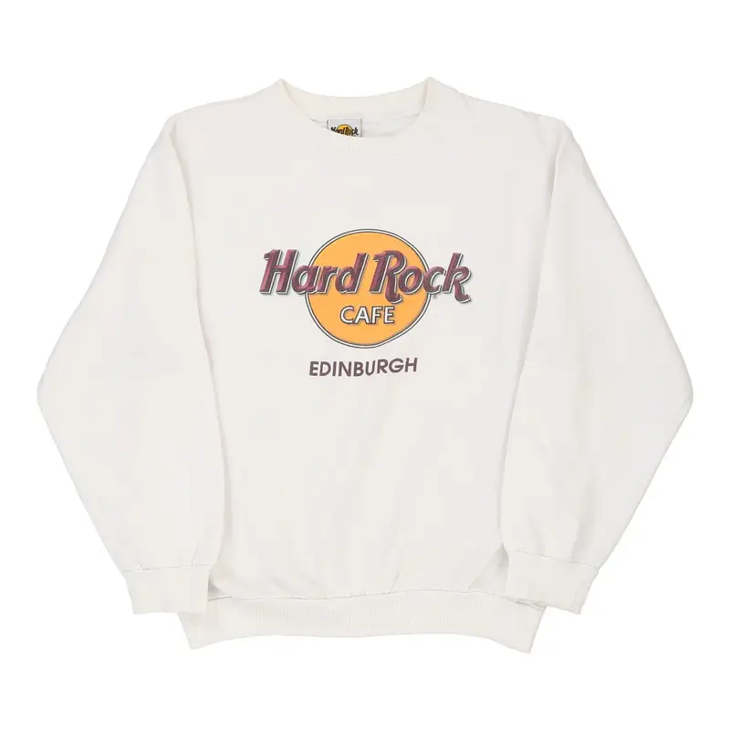 Edinburgh Hard Rock Cafe Graphic Sweatshirt - Small White Cotton