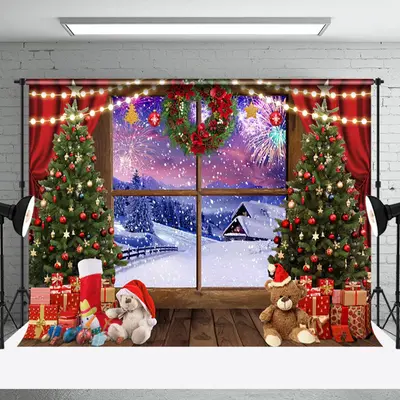 Aperturee Winter Sunset Xmas Gifts Decor Christmas Backdrop - Aperturee