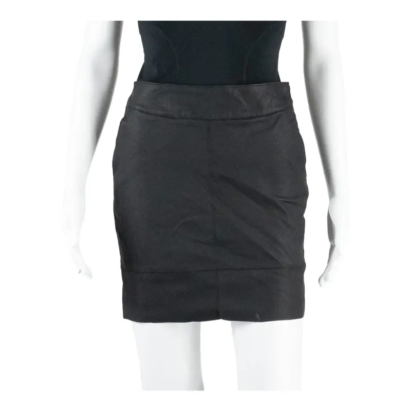 ONLY Faux Leather Womens Pencil Skirt Black Short UK 6