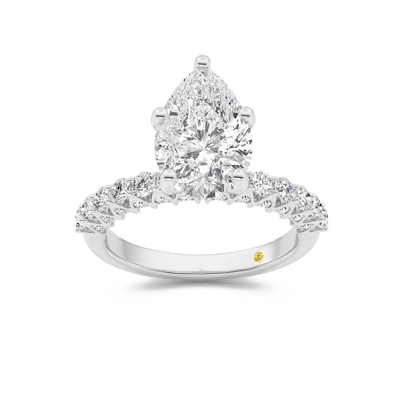 Verda Art Deco Inspired V-Prong Pear Shape  Lab Grown Diamond Engagement Ring | 18K White Gold 3 1/4 CT. TW.