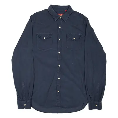 SUPERDRY Mens Corduroy Shirt Blue Long Sleeve M