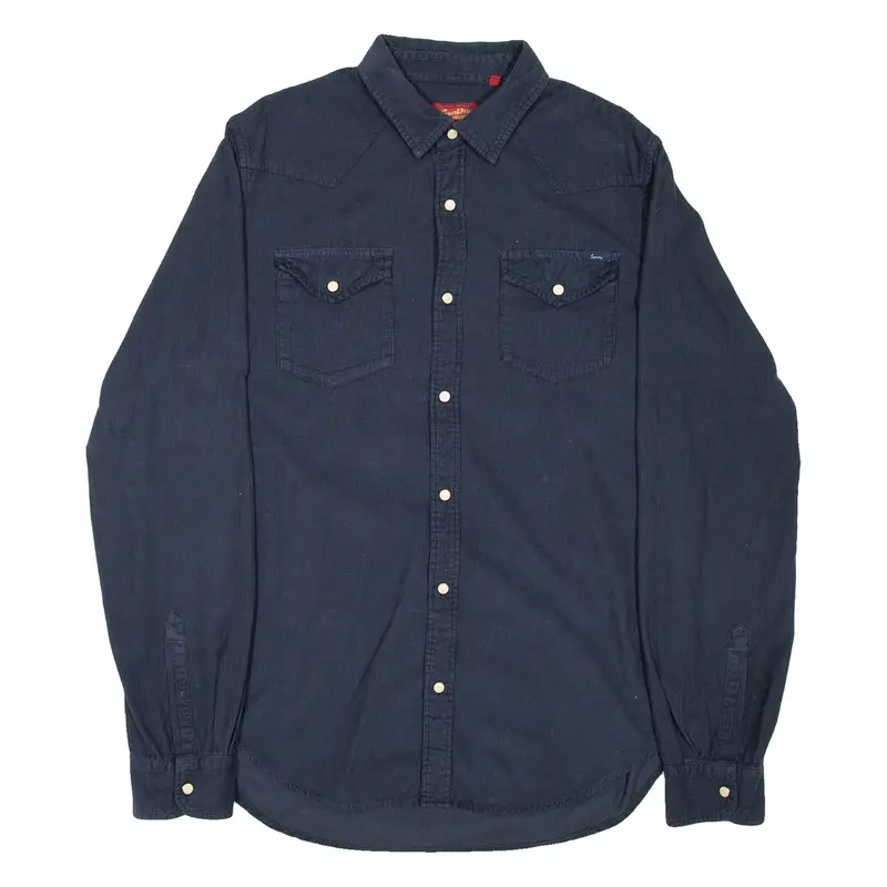 SUPERDRY Mens Corduroy Shirt Blue Long Sleeve M