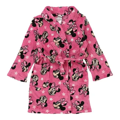 Age 6 Minnie Mouse Dressing Gown Disney Cartoon Fleece - Small Pink Polyester