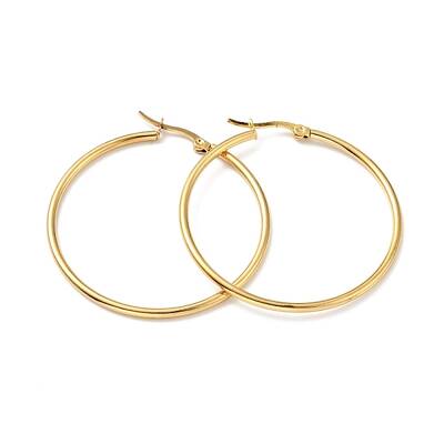 PVD Vacuum Plating 201 Stainless Steel Hoop Earrings with 304 Stainless Steel Pins for Women