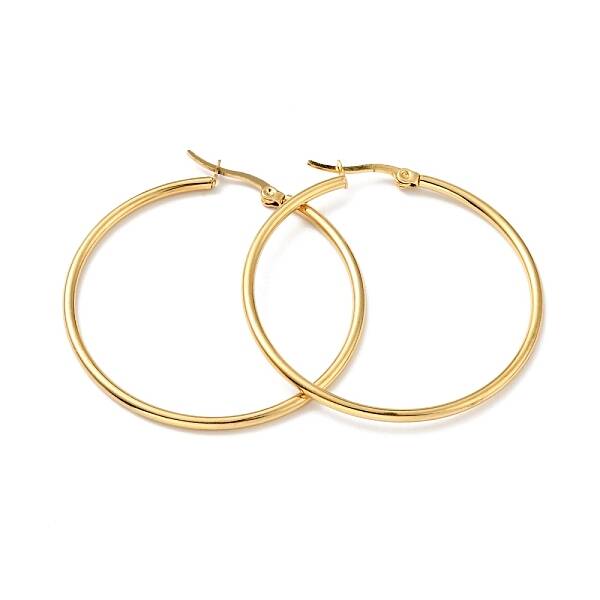 PVD Vacuum Plating 201 Stainless Steel Hoop Earrings with 304 Stainless Steel Pins for Women