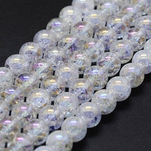 Electroplated Natural Crackle Quartz Crystal Beads Strands