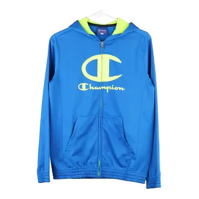 Age 13-14 Champion Spellout Hoodie - XL Blue Polyester