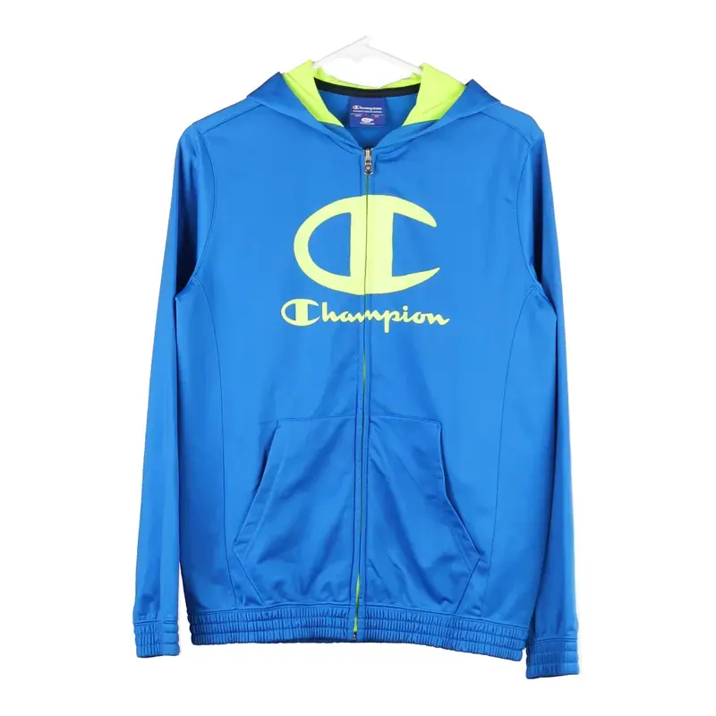 Age 13-14 Champion Spellout Hoodie - XL Blue Polyester