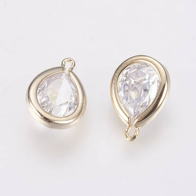 Brass Micro Pave Clear Cubic Zirconia Charms