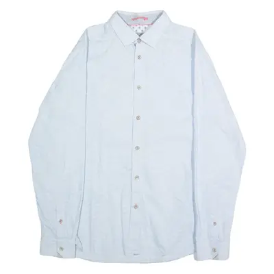 TED BAKER Mens Plain Shirt Blue Long Sleeve M