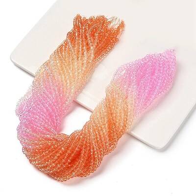 Transparent Painted Glass Beads Strands