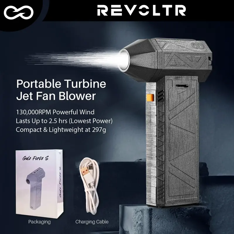 Portable 130000RPM High-speed Turbine Jet Fan Blower, Mini Turbo Air Duster Fan, Powerful Rechargeable Cordless Duster, Dust ...