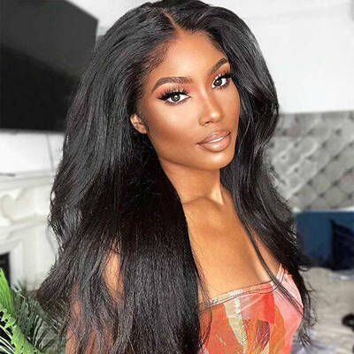 Wear & Go Wig Kinky Straight 13x4 HD Transparent Lace With Pre Bleach Knots