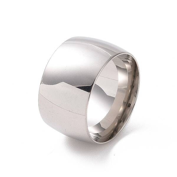 Non-Tarnish 201 Stainless Steel Wide Plain Band Ring for Women