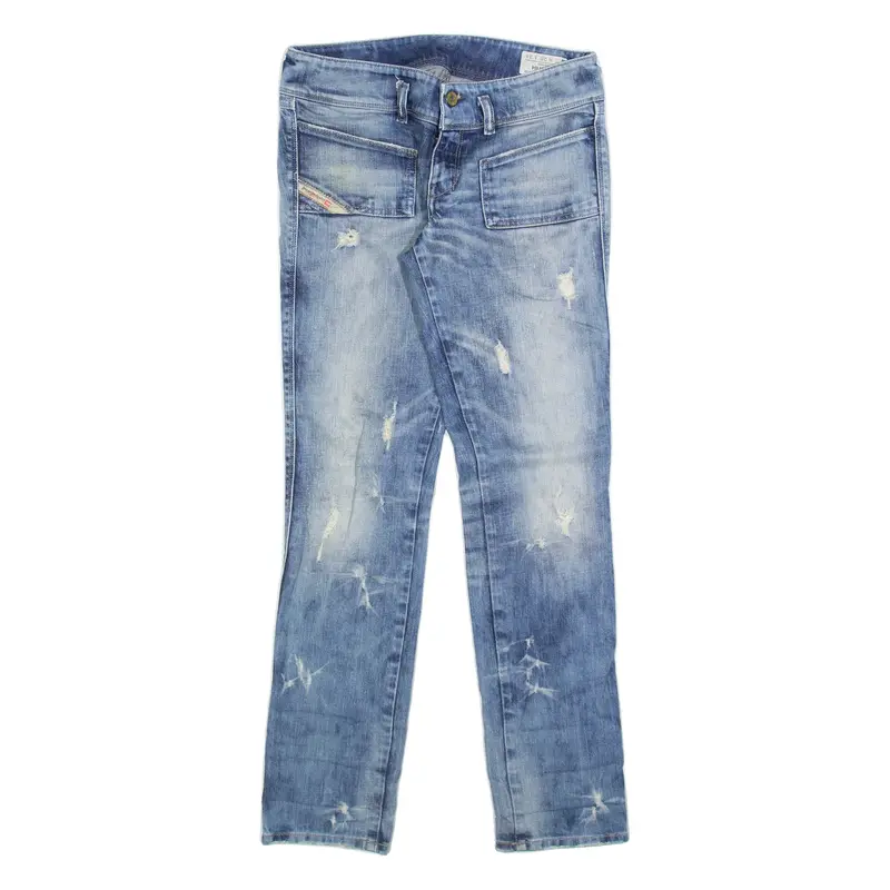 DIESEL Distressed Womens Jeans Blue Slim Straight Stone Wash W26 L31